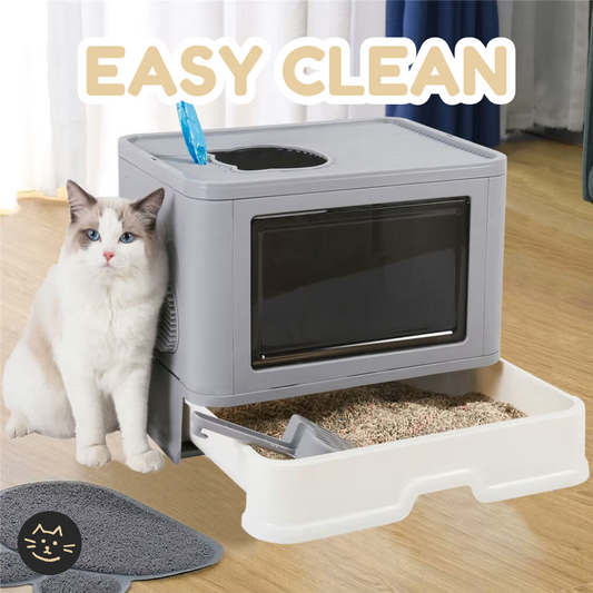 Cat Enclosed Litter Box Front Entry Top Exit