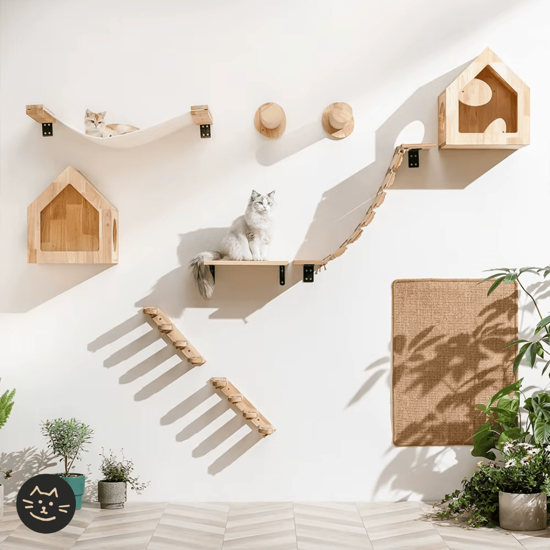 Customizable Cat Wall Wooden Shelves - Kitty Twin