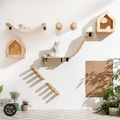 Customizable Cat Wall Wooden Shelves - Kitty Twin