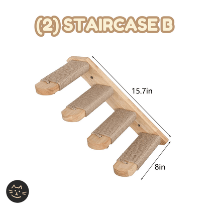 Customizable Cat Wall Wooden Shelves - Kitty Twin